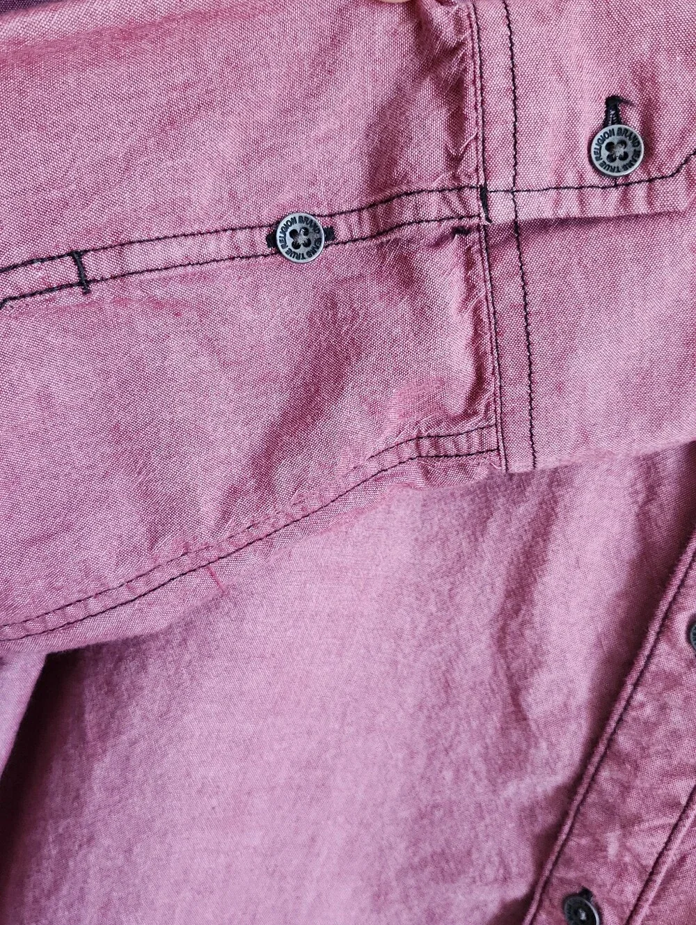 True Religion Western LS Utility Button Embroidered Cotton Red Mens Size 2XL EUC